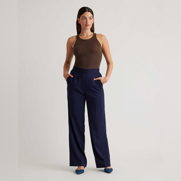 Quince Pants - Quince Stretch Crepe Classic Trouser Pants Sz 12 Navy